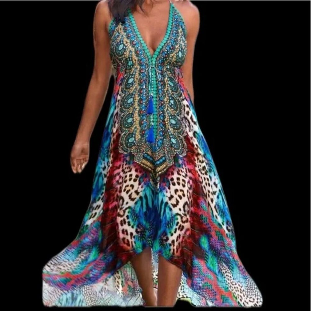 Animal Print Halter High Low Dress by True Colours by Moda - NWT